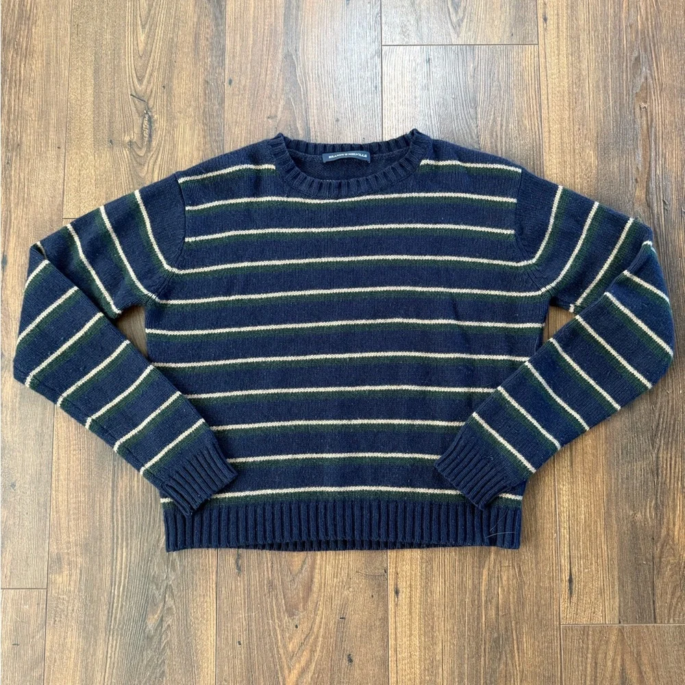 Brandy Melville Navy and Green Striped Sweater - Picture 1 of 5